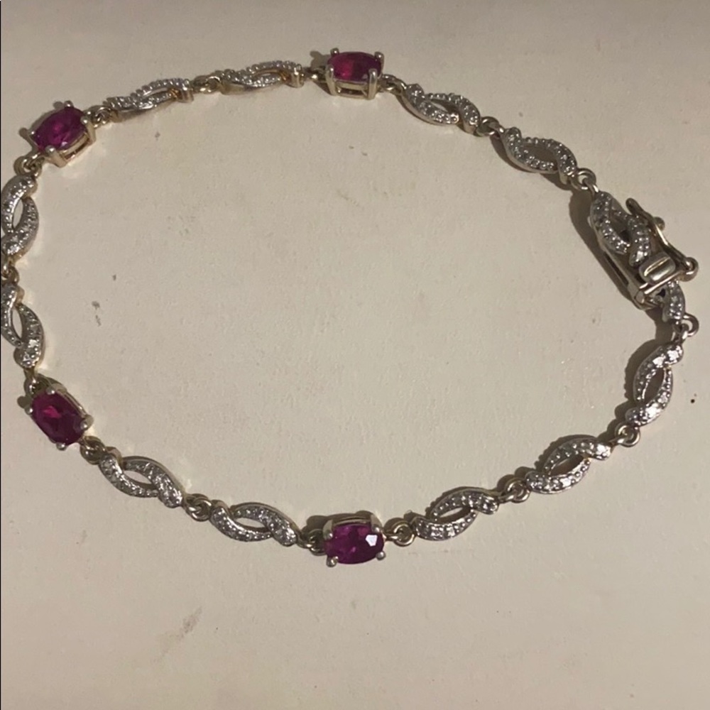 Sterling silver real ruby stone vintage bracelet